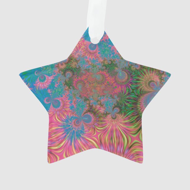 Coral Reef Fractal Abstract Art Ornament (Back)