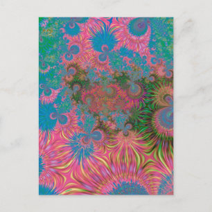 Coral Reef Fractal Abstract Art Postcard