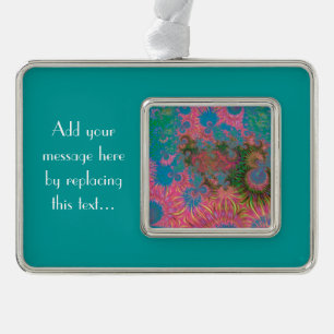 Coral Reef Fractal Abstract Art Silver Plated Framed Ornament