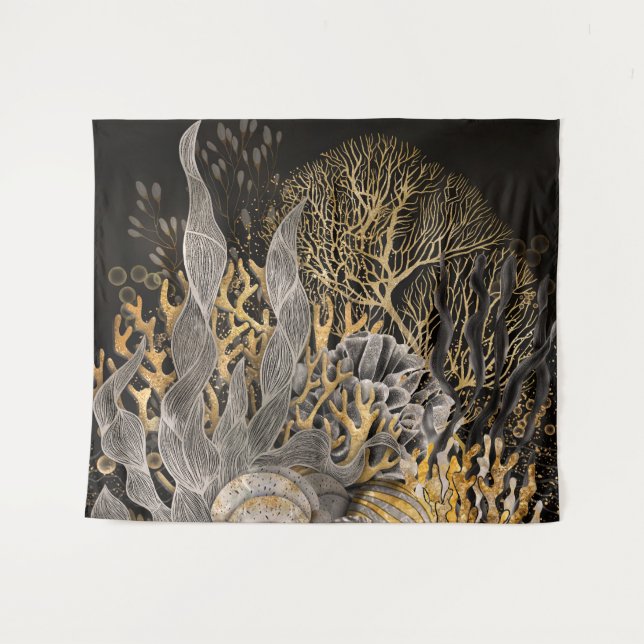 Coral Reef - Gold and Pearl Symphony Tapestry (Front (Horizontal))