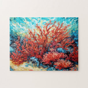 Coral Reef in Swirling Underwater Oil Painting Jigsaw Puzzle