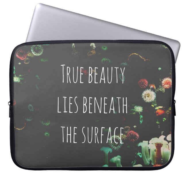 Coral Reef Inspirational Beneath Surface Quote  Laptop Sleeve (Front)