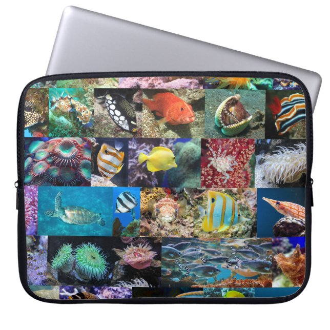Coral Reef Marine Life Fish and Animals Scientists Laptop Sleeve (Front)