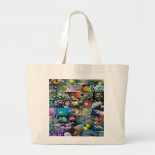 Coral Reef Marine Life Fish Animals Photos Collage Large Tote Bag