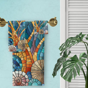 Coral Reef mosaic art Bath Towel Set