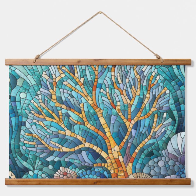 Coral Reef mosaic art Hanging Tapestry (Front)