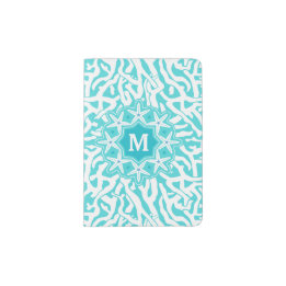 Coral Reef Nautical Starfish Monogram | Aqua Blue Passport Holder