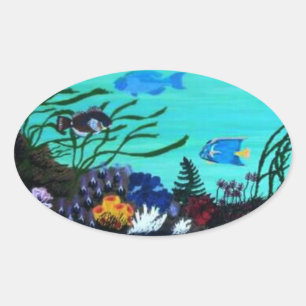 Coral reef oval sticker