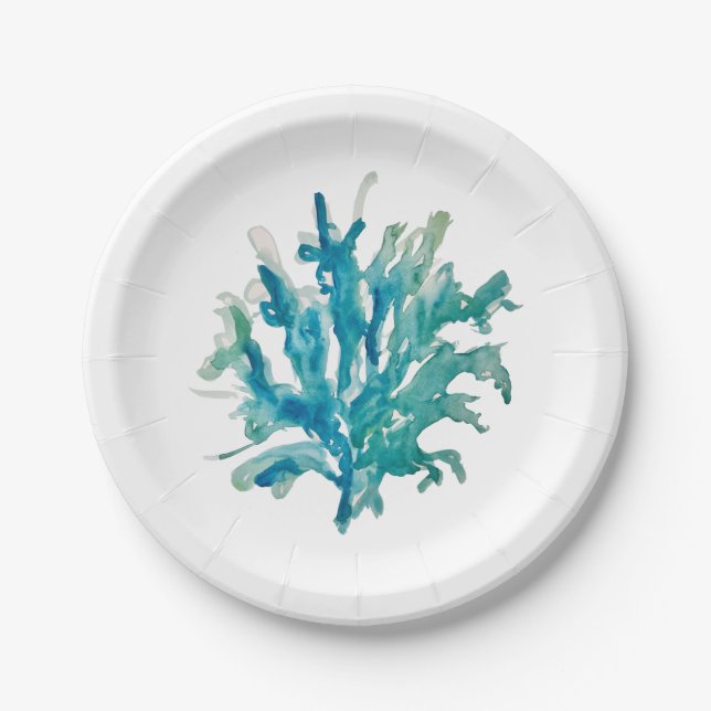 Coral Reef Painting Beach Paper Plates (Front)