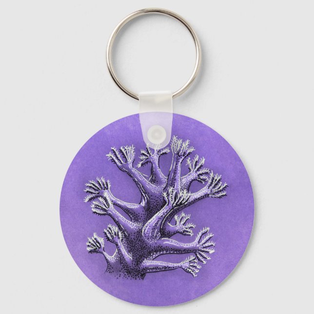 Coral Reef Purple Marine Biology Art Key Ring (Front)
