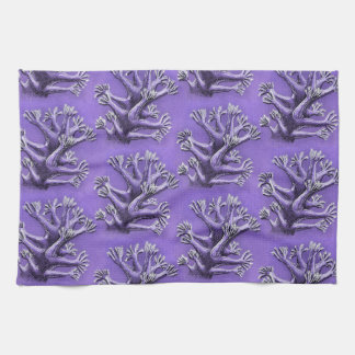 Coral Reef Purple Marine Biology Art Tea Towel