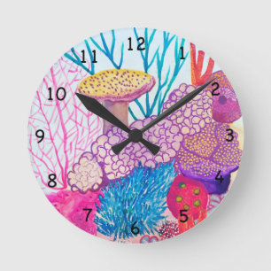 Coral reef round clock