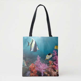 Coral Reef Scenery Moorish Idol Tote Bag