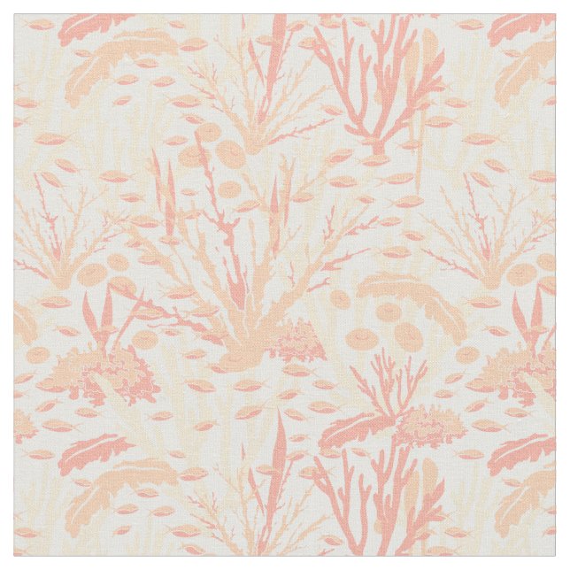 Coral Reef Seabed Pattern on White Fabric (Close Up)