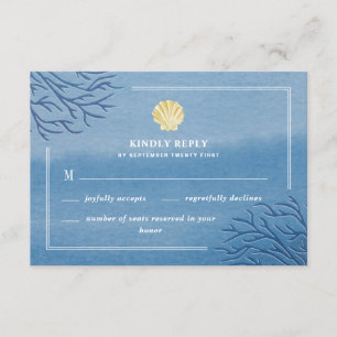 Coral Reef Seashell Beach Wedding RSVP Cards
