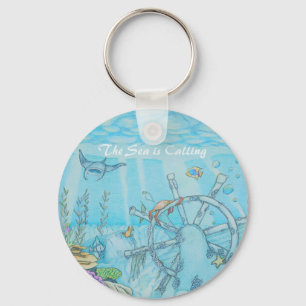 Coral reef shipwreck key ring