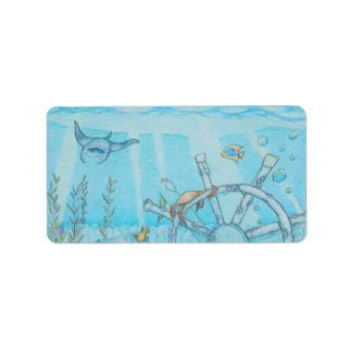 Coral reef shipwreck label