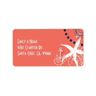 Coral Reef Starfish Nautical Wedding Label