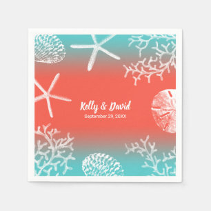 Coral Reef Starfish Tropical Beach Wedding Napkin