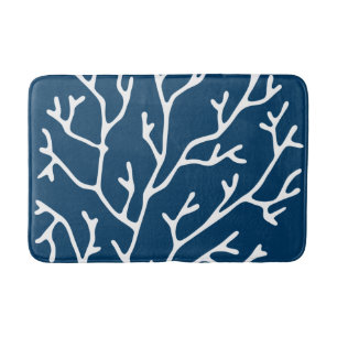 Coral Reef Theme Stylish Teal Blue Coral Pattern Bath Mat