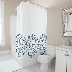 Blue coral shower curtain sale