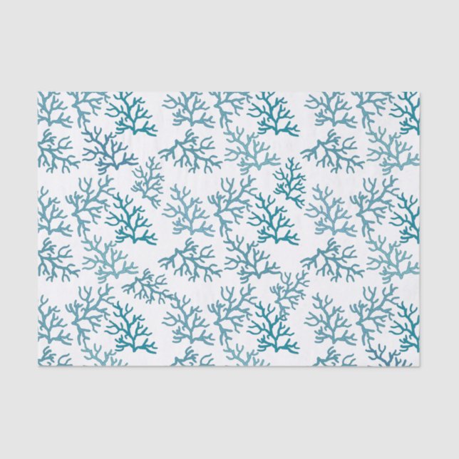 Coral Reef turquoise patterns customise backround Tissue Paper (Front)