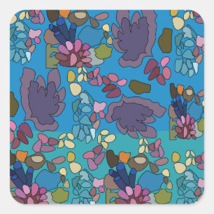 Coral Reef Under The Sea Birthday Party Favour Square Sticker
