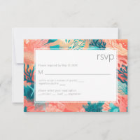 Coral Reef Vibrant Blush pink and teal RSVP