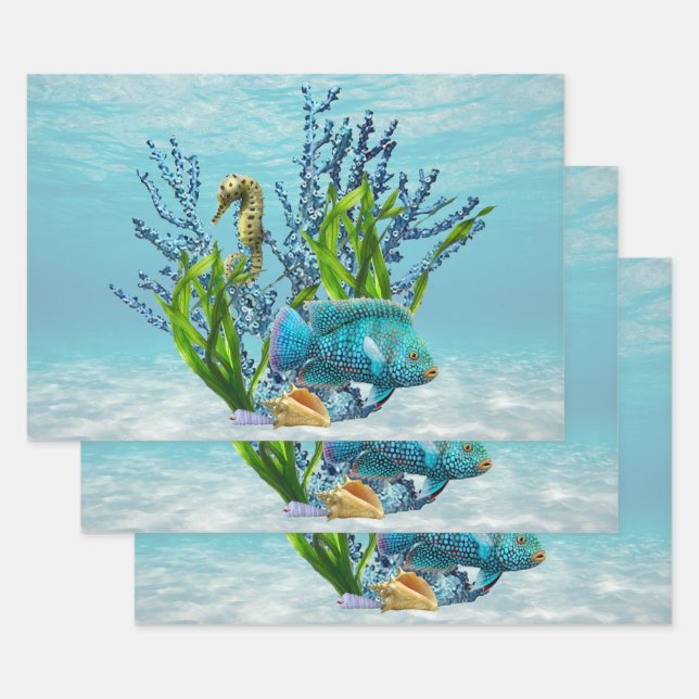Coral Reef Wrapping Paper Sheet (Set)