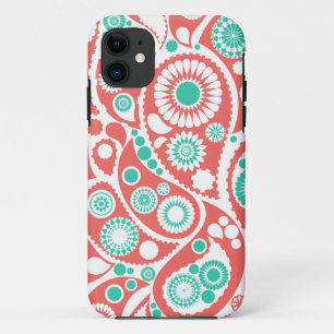 Coral Retro Paisley Pattern iPhone 11 Case
