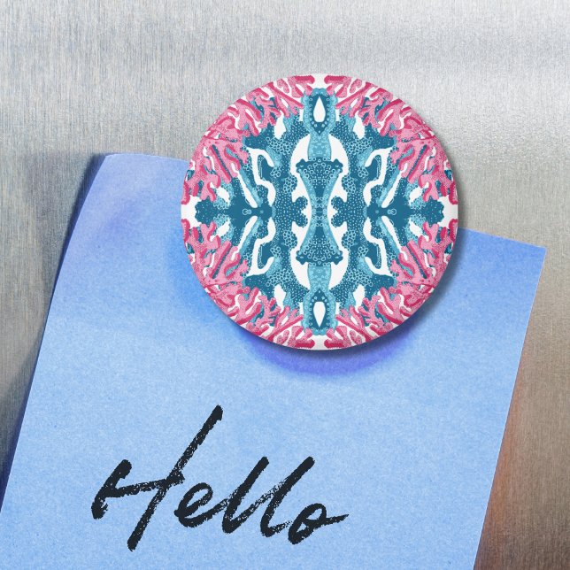 Coral Rococo in Pink and Aqua Option 2 Magnet (Creator Uploaded)