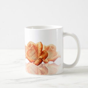 Coral Rose Blossom with Sheet Music Coffee Mug