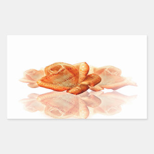 Coral Rose Blossom with Sheet Music Rectangular Sticker