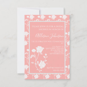 Coral Rose Bridal Shower Invitation