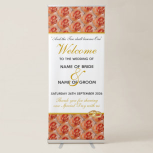 CORAL ROSE Elegant Floral WEDDING Christian Retractable Banner
