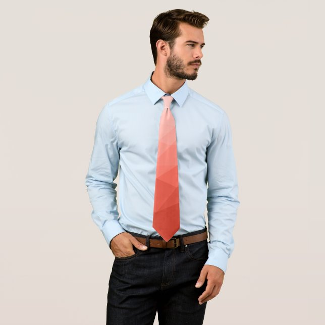 Coral rose geometric mesh ombre pattern tie (In Situ)