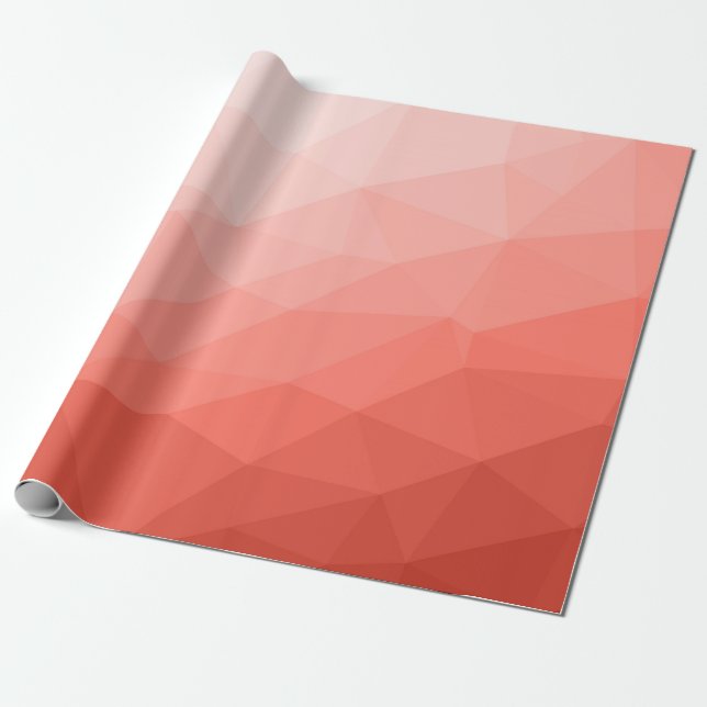 Coral rose geometric mesh ombre pattern wrapping paper (Unrolled)