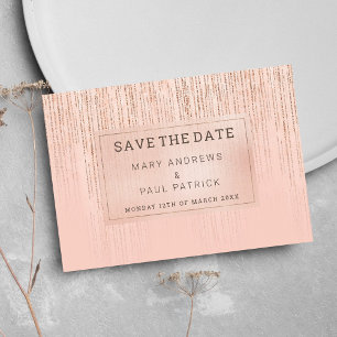 Coral rose gold gradient glitter Save The Date