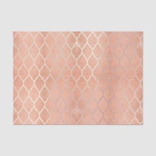 Coral Rose Gold Metallic Blush Peach Quatrefoil Tissue Paper