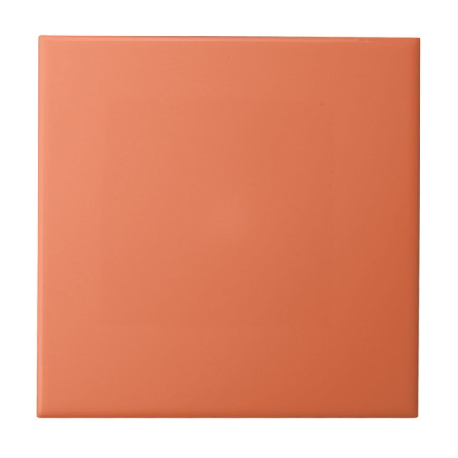 Coral Rose Orange Solid Colour Print Tile (Front)