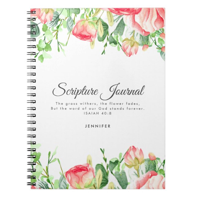 Coral Rose Personalised Scripture Journal (Front)