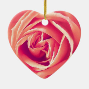 Coral rose print ceramic tree decoration