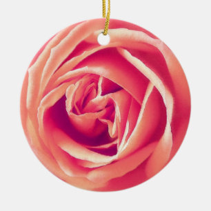 Coral rose print ceramic tree decoration