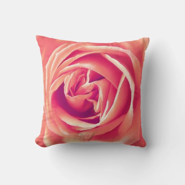 Coral rose print cushion (Front)