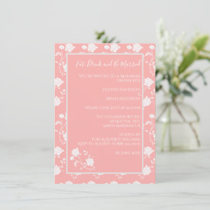 Coral Rose Rehearsal Dinner Invitation