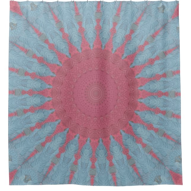 Coral Rose Starburst Shower Curtain (Front)