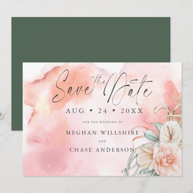 Coral Rose Watercolor Floral (Front/Back)