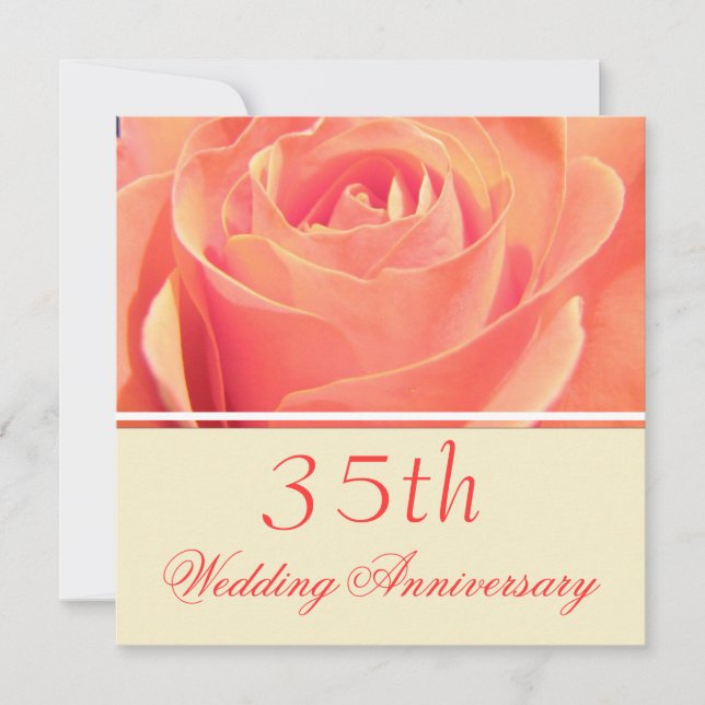 Coral Rose Wedding Anniversary Invitation (Front)