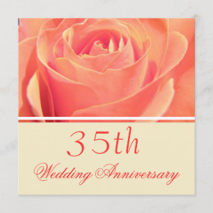 Coral Rose Wedding Anniversary Invitation