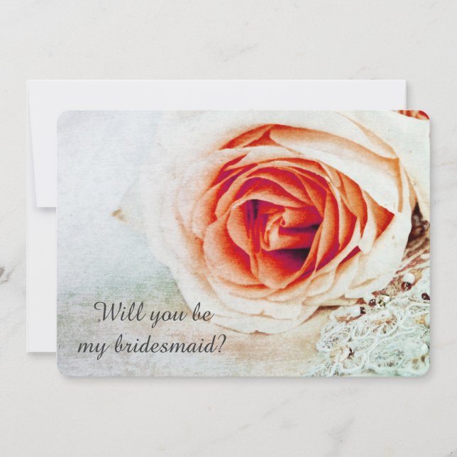 Coral rose - Will you be my bridesmaid Invitation (Front)